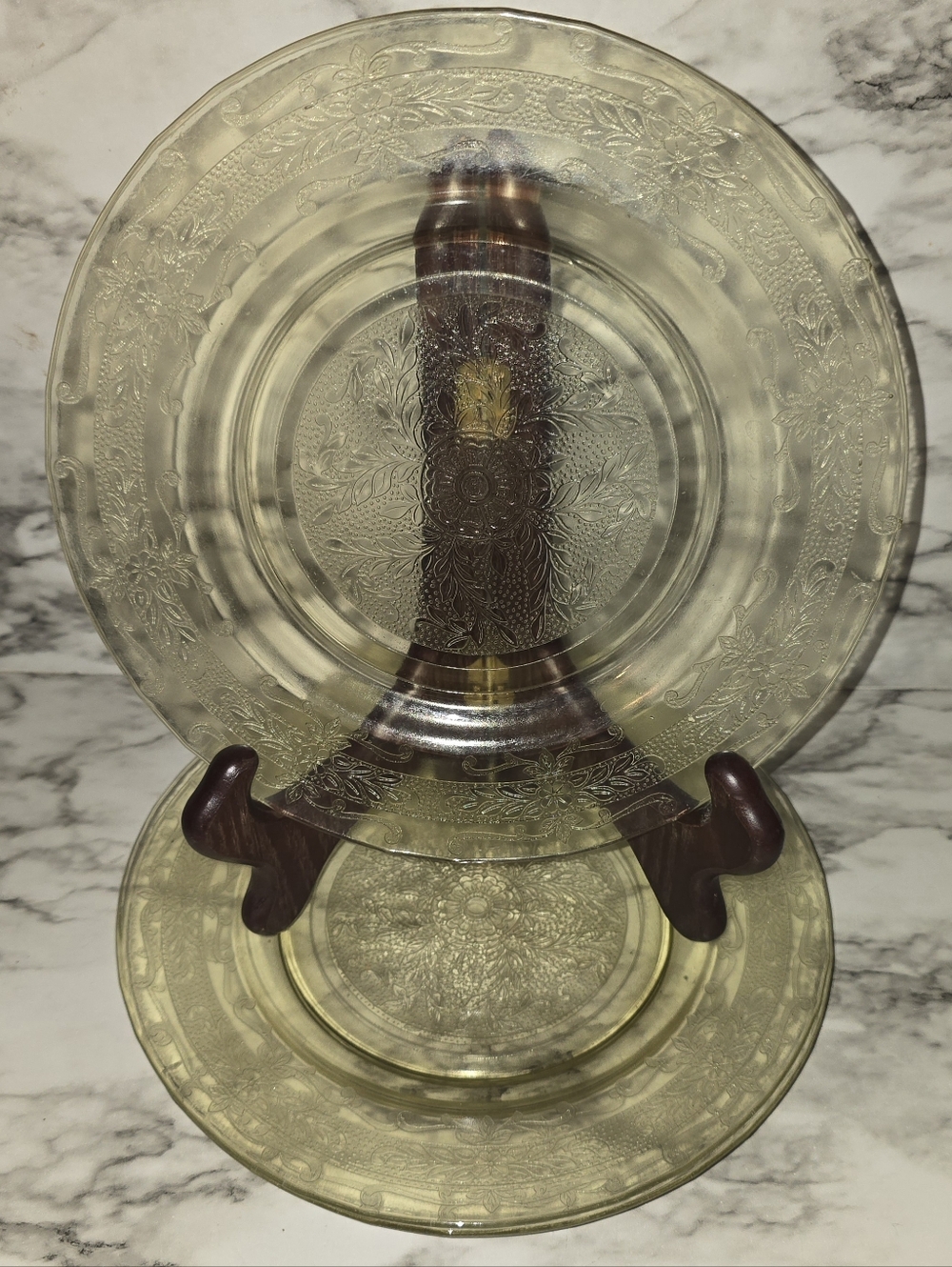 3 - Macbeth Evans  Amber Yellow S-Pattern  Depression Glass Plates 9.25”